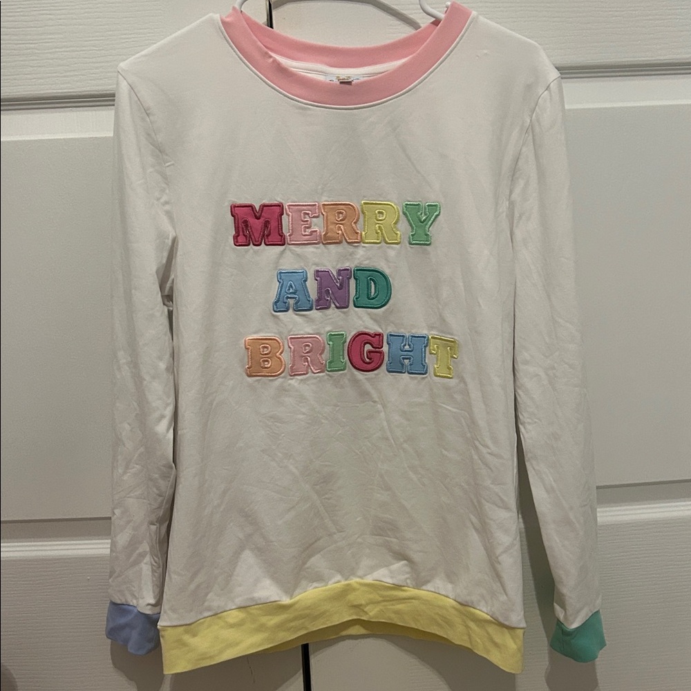Colorblock Merry and Bright Busy Bee Smock Adult small crewneck